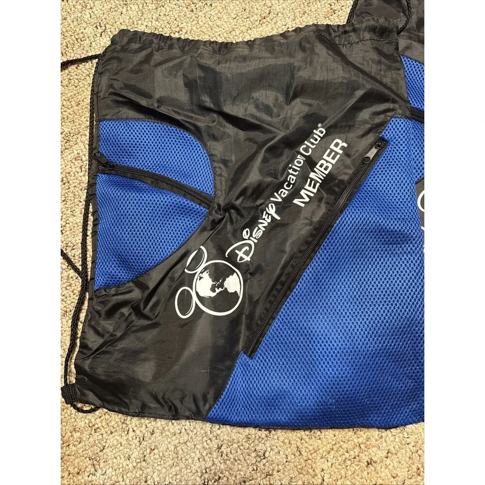 Lot 2 NEW DVC Disney Vacation Club Drawstring Bag Backpack Two Zip Pouches 18x15